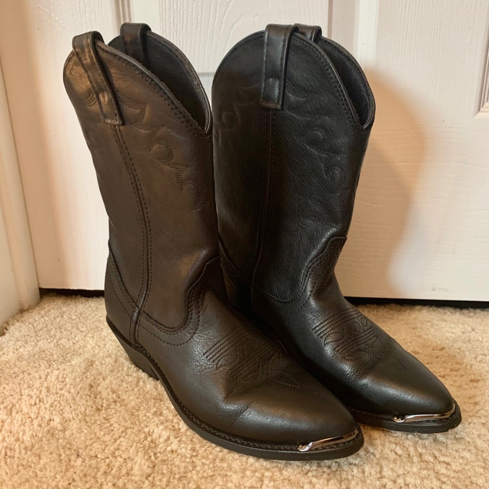 Black Leather Cowgirl Boots